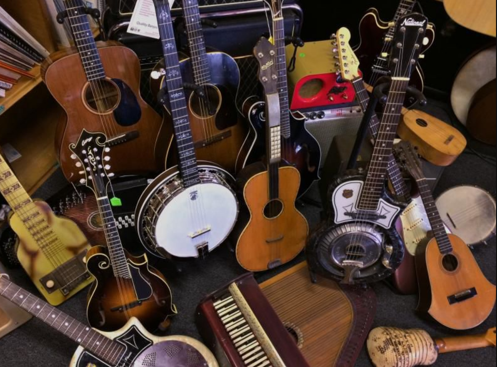 lots of acoustic instruments piled together